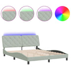 Bed Frame with LED without Mattress Light Grey 160x200 cm Velvet