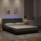 Bed Frame with LED without Mattress Light Grey 160x200 cm Velvet