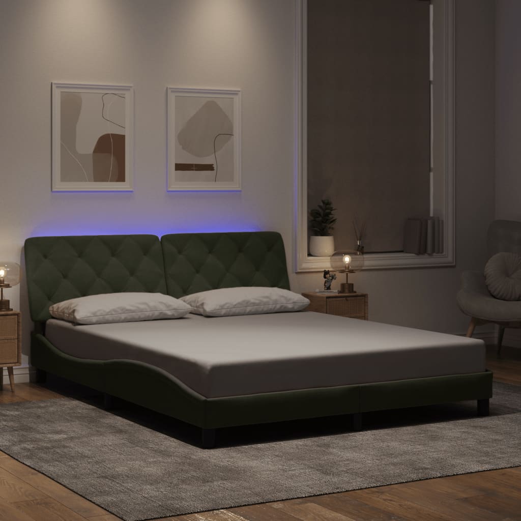 Bed Frame with LED without Mattress Light Grey 160x200 cm Velvet