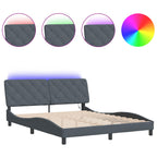 Bed Frame with LED without Mattress Dark Grey 160x200 cm Velvet