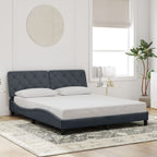 Bed Frame with LED without Mattress Dark Grey 160x200 cm Velvet