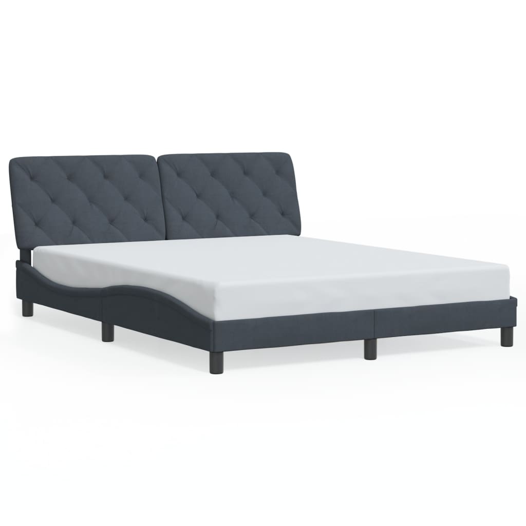Bed Frame with LED without Mattress Dark Grey 160x200 cm Velvet