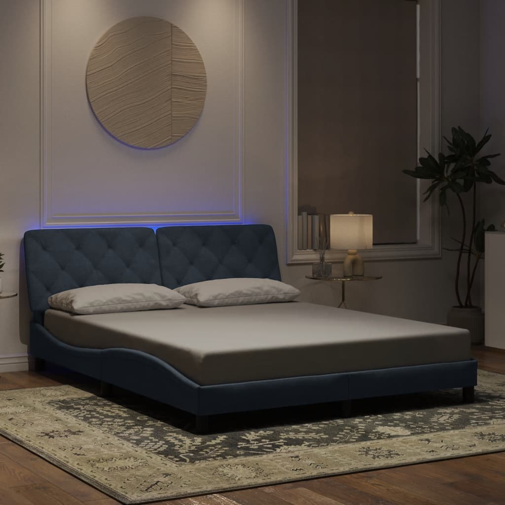 Bed Frame with LED without Mattress Dark Grey 160x200 cm Velvet