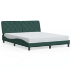 Bed Frame with LED without Mattress Dark Green 160x200 cm Velvet