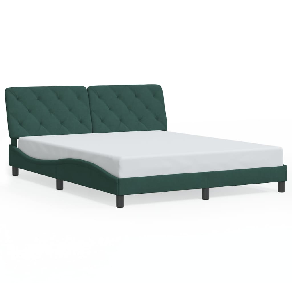 Bed Frame with LED without Mattress Dark Green 160x200 cm Velvet