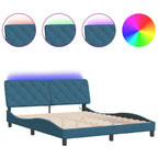 Bed Frame with LED without Mattress Blue 160x200 cm Velvet