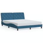 Bed Frame with LED without Mattress Blue 160x200 cm Velvet