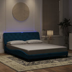 Bed Frame with LED without Mattress Blue 160x200 cm Velvet