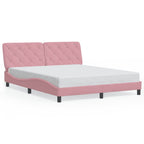 Bed Frame with LED without Mattress Pink 160x200 cm Velvet