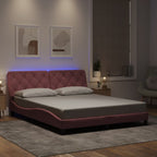 Bed Frame with LED without Mattress Pink 160x200 cm Velvet
