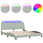 Bed Frame with LED without Mattress Light Grey 180x200 cm Velvet
