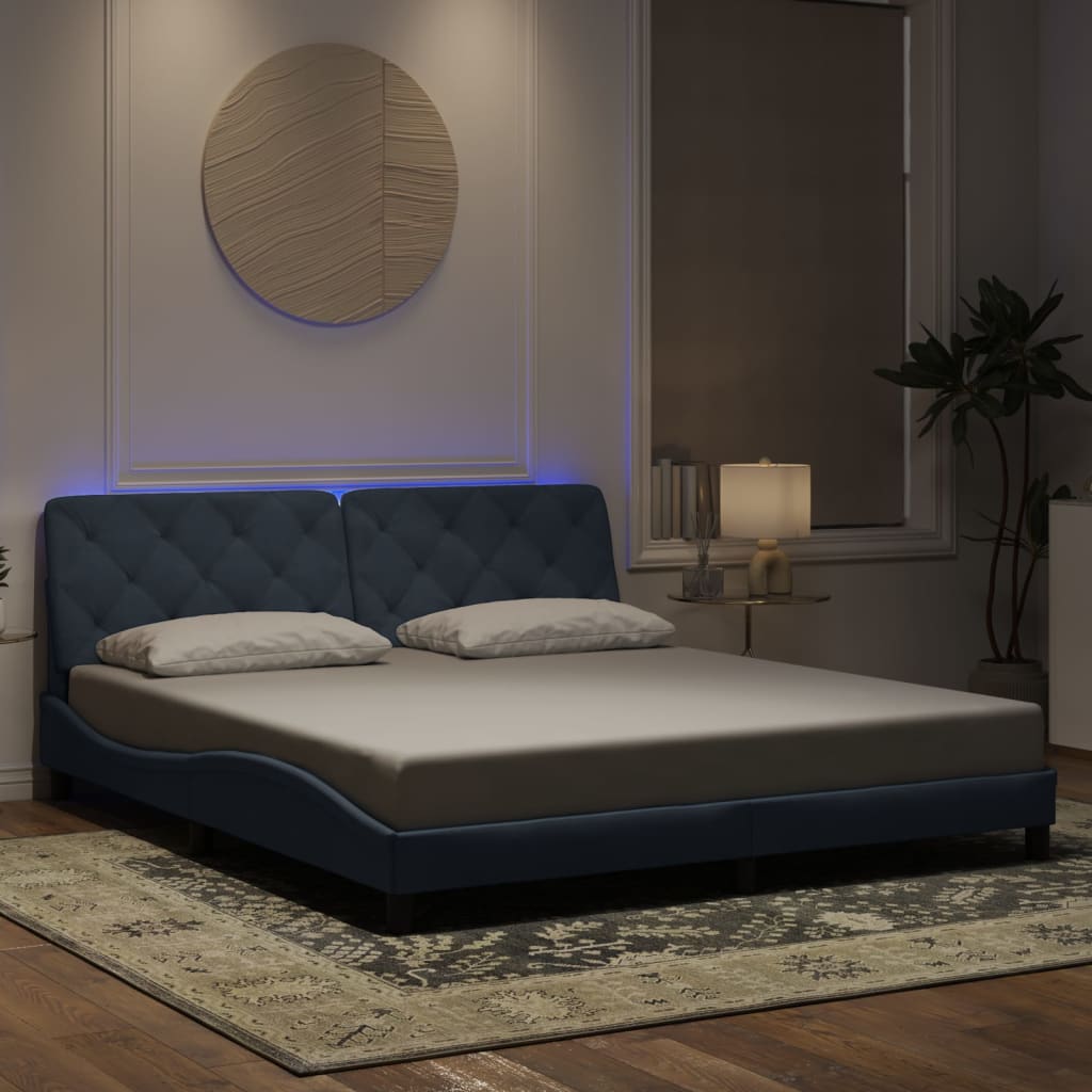 Bed Frame with LED without Mattress Dark Grey 180x200 cm Velvet
