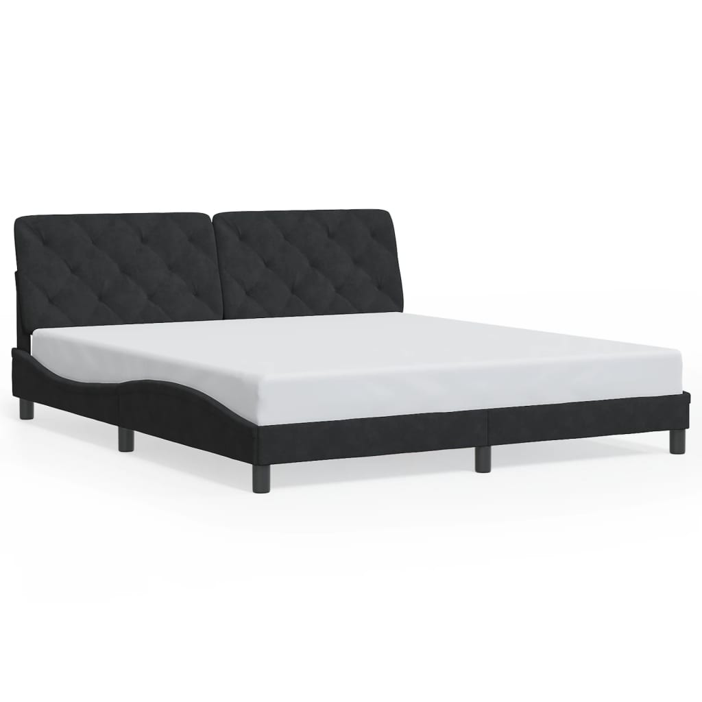 Bed Frame with LED without Mattress Black 180x200 cm Velvet