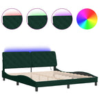 Bed Frame with LED without Mattress Dark Green 180x200 cm Velvet