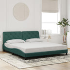 Bed Frame with LED without Mattress Dark Green 180x200 cm Velvet