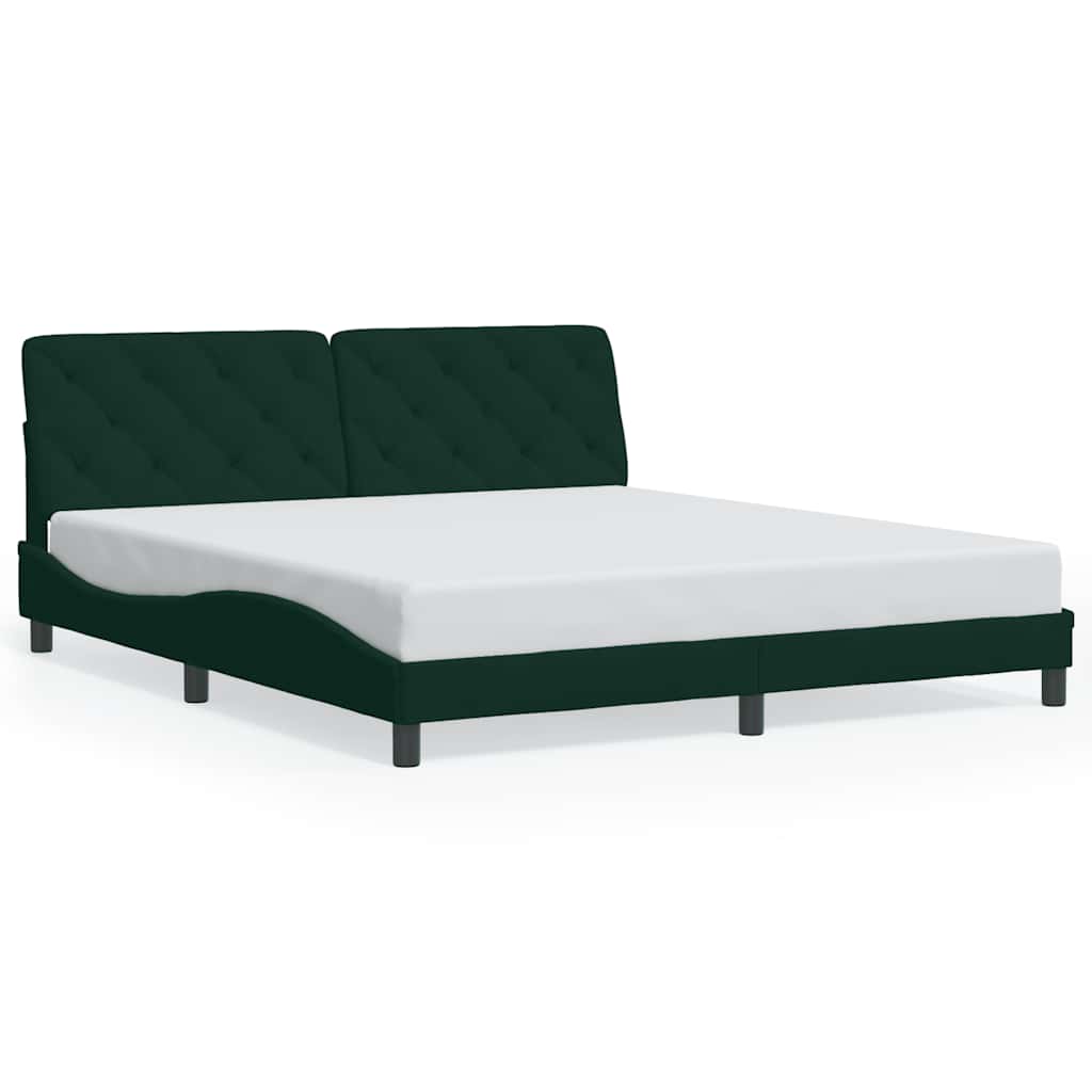 Bed Frame with LED without Mattress Dark Green 180x200 cm Velvet