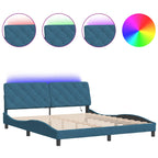 Bed Frame with LED without Mattress Blue 180x200 cm Velvet