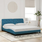 Bed Frame with LED without Mattress Blue 180x200 cm Velvet
