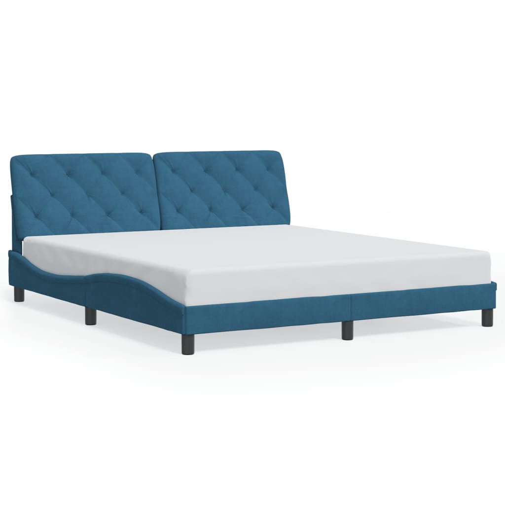 Bed Frame with LED without Mattress Blue 180x200 cm Velvet