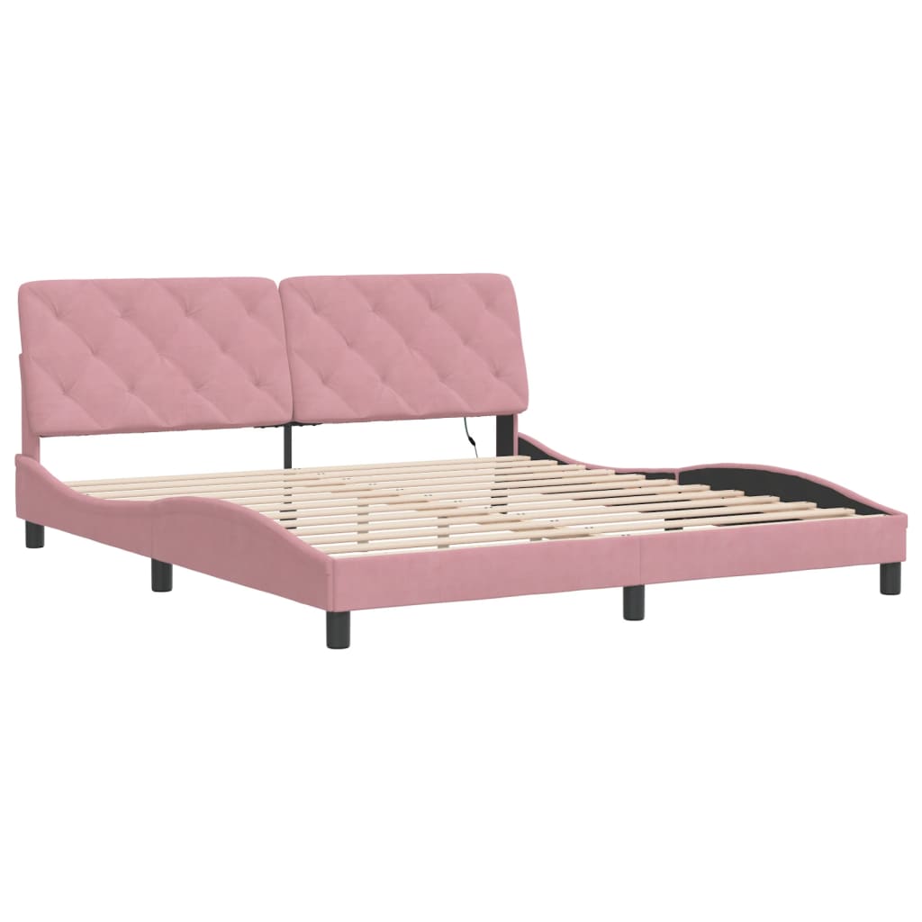 Bed Frame with LED without Mattress Pink 180x200 cm Velvet