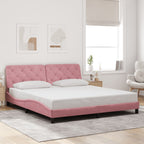 Bed Frame with LED without Mattress Pink 180x200 cm Velvet