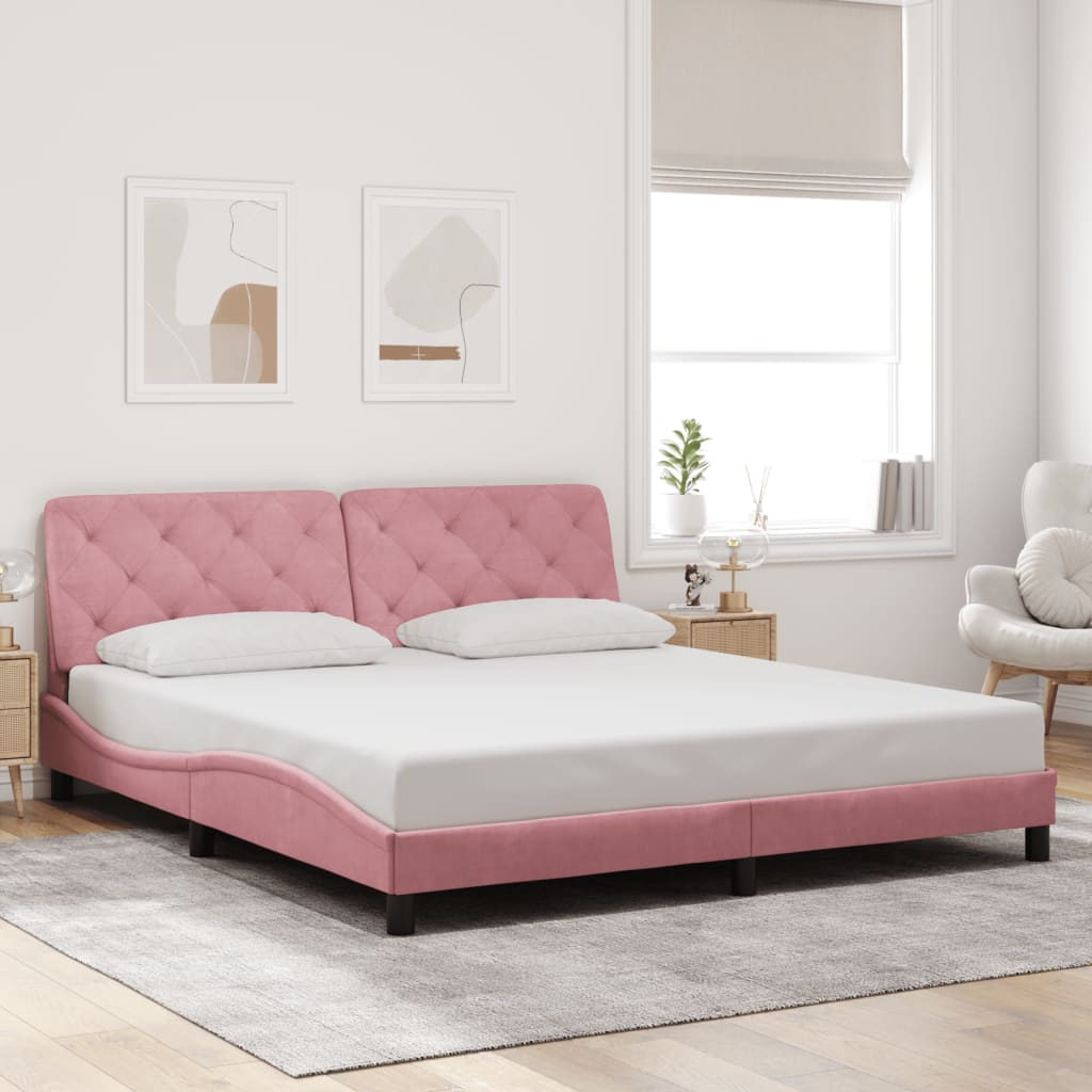Bed Frame with LED without Mattress Pink 180x200 cm Velvet