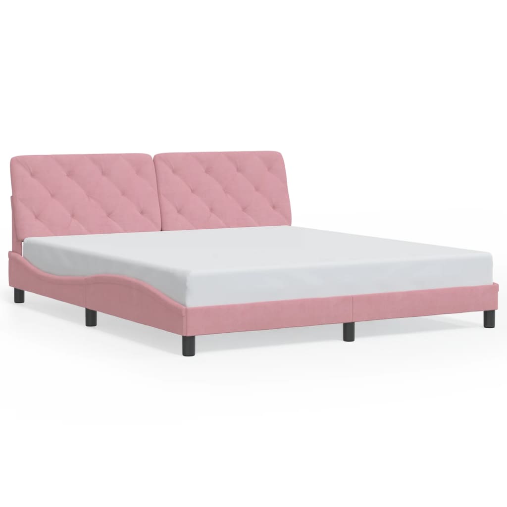 Bed Frame with LED without Mattress Pink 180x200 cm Velvet