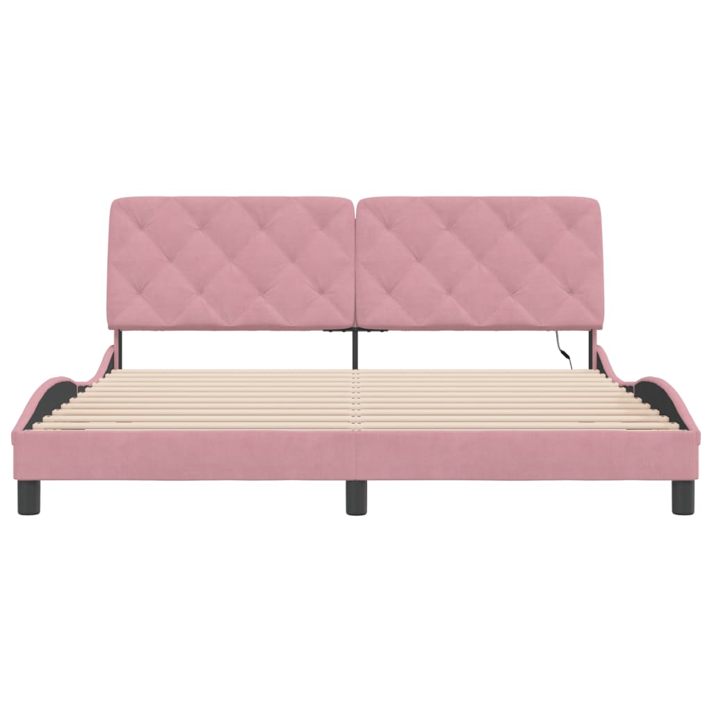 Bed Frame with LED without Mattress Pink 180x200 cm Velvet
