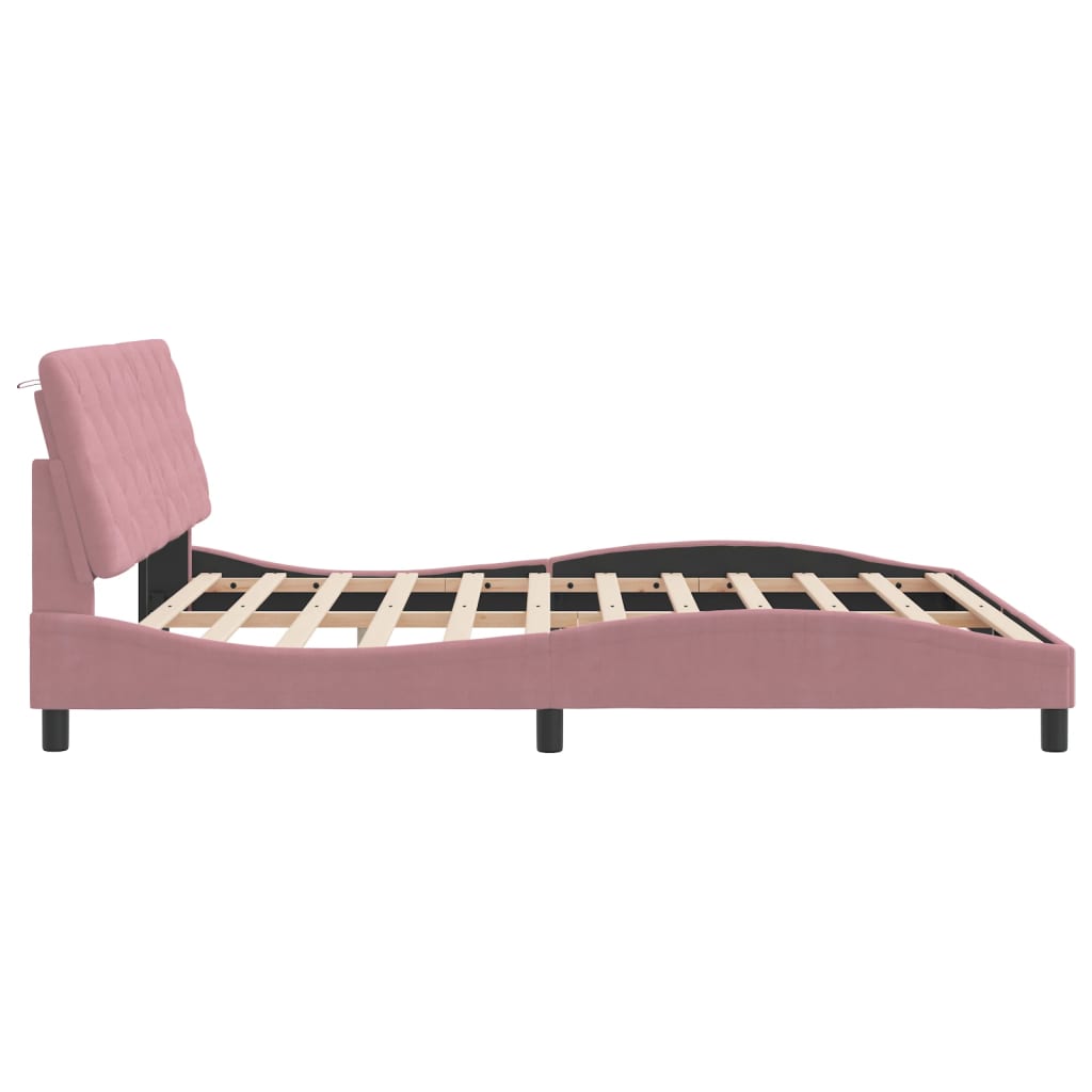 Bed Frame with LED without Mattress Pink 180x200 cm Velvet