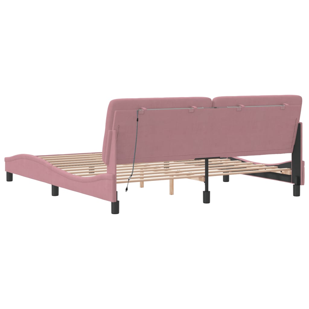 Bed Frame with LED without Mattress Pink 180x200 cm Velvet