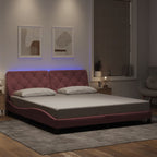 Bed Frame with LED without Mattress Pink 180x200 cm Velvet