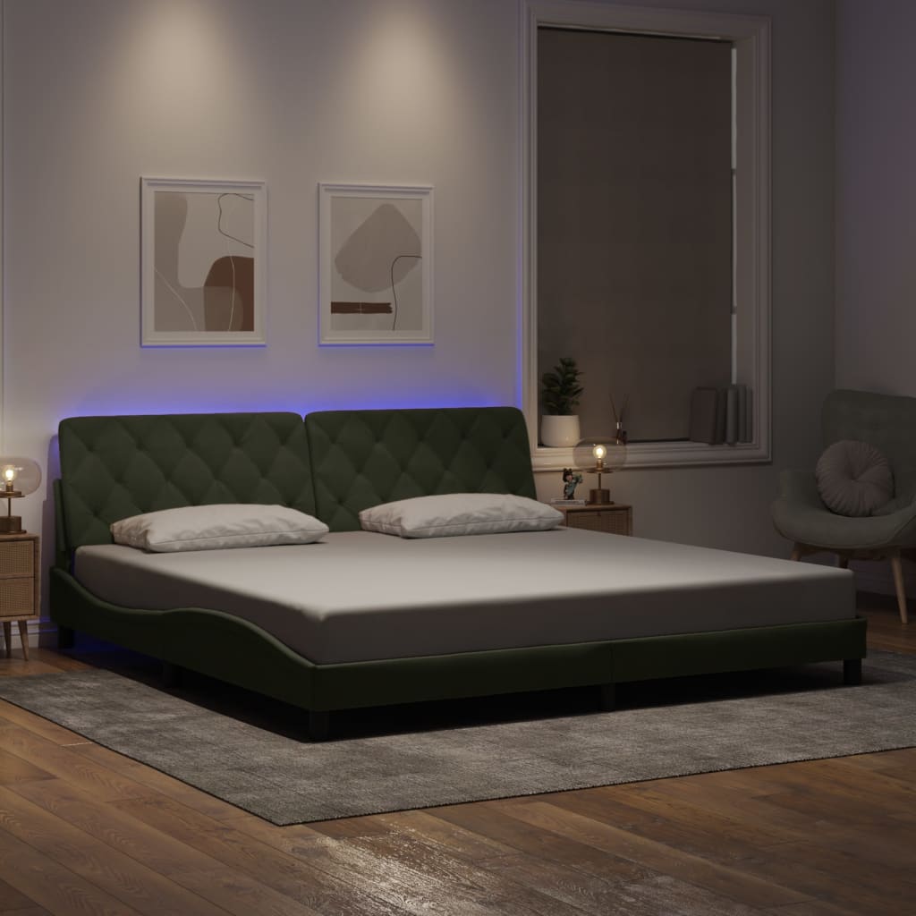 Bed Frame with LED without Mattress Light Grey 200x200 cm Velvet