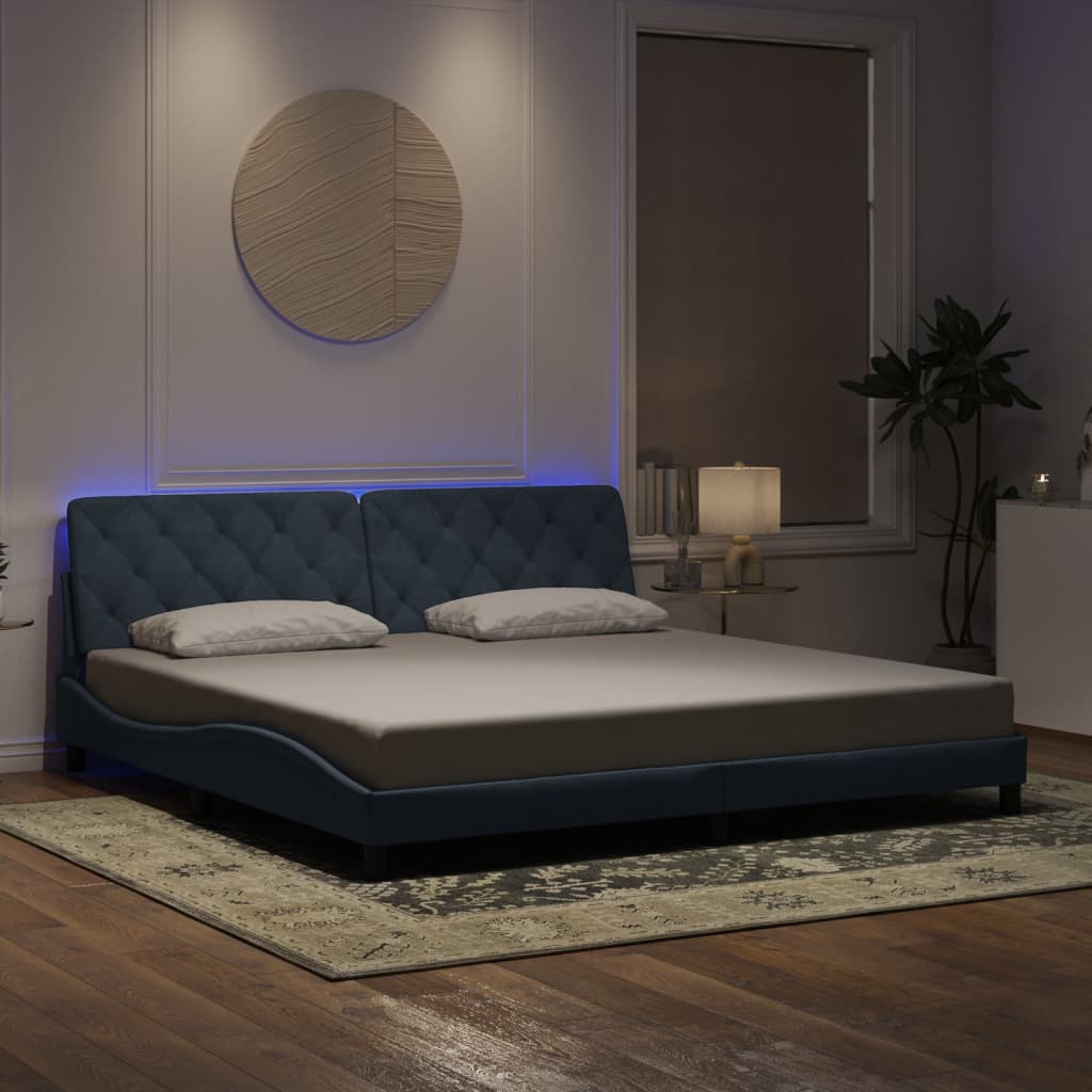 Bed Frame with LED without Mattress Dark Grey 200x200 cm Velvet