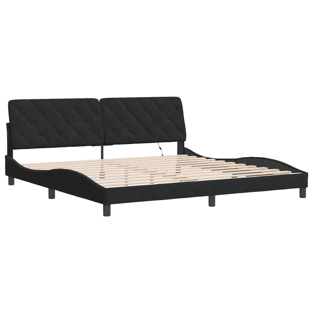 Bed Frame with LED without Mattress Black 200x200 cm Velvet