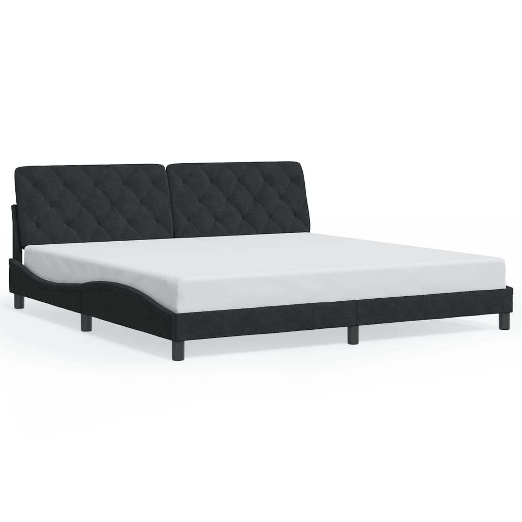 Bed Frame with LED without Mattress Black 200x200 cm Velvet