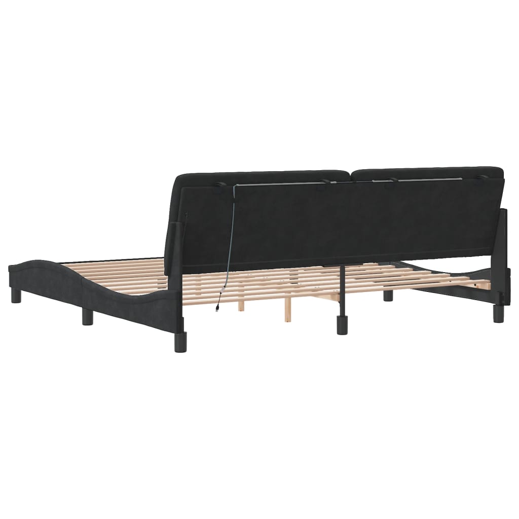 Bed Frame with LED without Mattress Black 200x200 cm Velvet