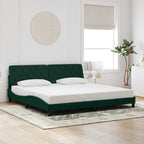 Bed Frame with LED without Mattress Dark Green 200x200 cm Velvet