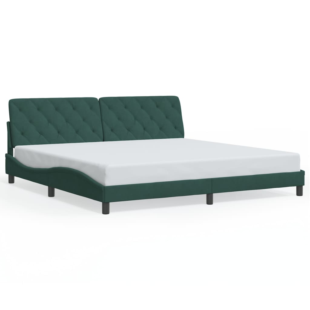 Bed Frame with LED without Mattress Dark Green 200x200 cm Velvet