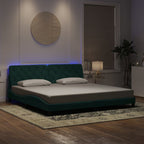 Bed Frame with LED without Mattress Dark Green 200x200 cm Velvet
