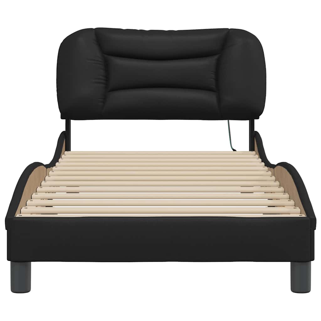 Bed Frame with LED without Mattress "Hvar" Black 80x200 cm