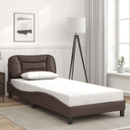 Bed Frame with LED without Mattress "Hvar" Brown 80x200 cm