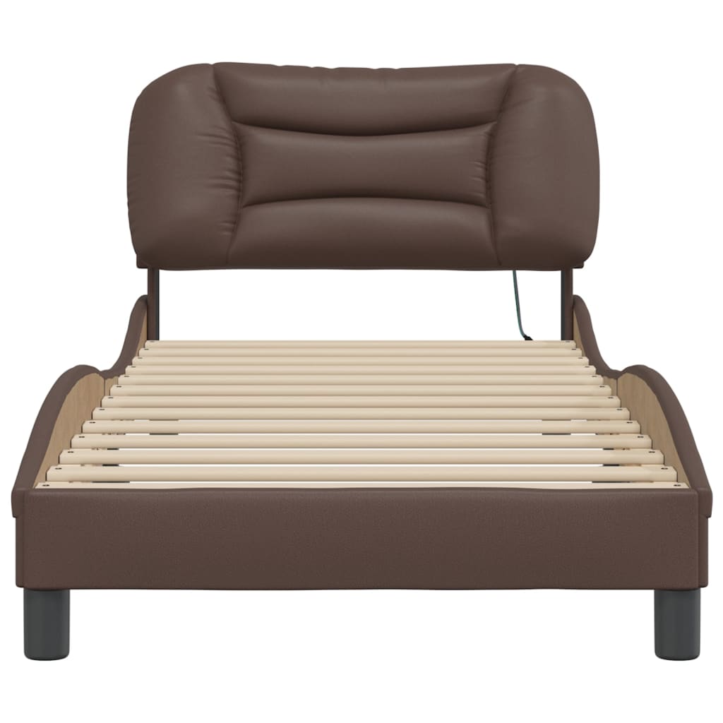 Bed Frame with LED without Mattress "Hvar" Brown 80x200 cm