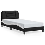 Bed Frame with LED without Mattress "Hvar" Black and White 80x200 cm