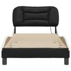 Bed Frame with LED without Mattress "Hvar" Black and White 80x200 cm