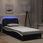 Bed Frame with LED without Mattress "Hvar" Black and White 80x200 cm