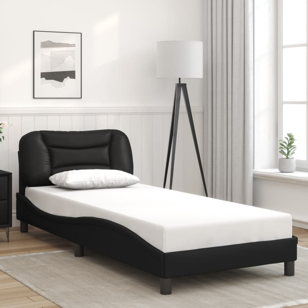Bed Frame with LED without Mattress "Hvar" Black 90x190 cm