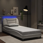 Bed Frame with LED without Mattress "Hvar" White 90x190 cm