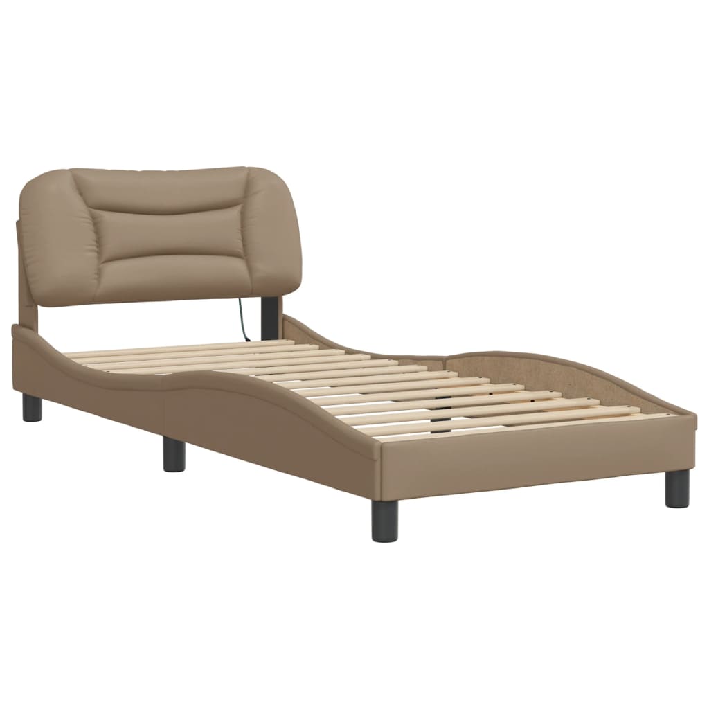 Bed Frame with LED without Mattress "Hvar" Cappuccino 90x190 cm