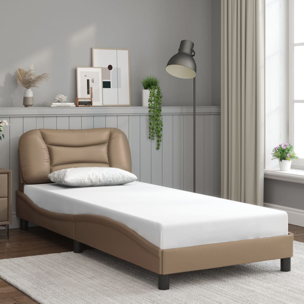 Bed Frame with LED without Mattress "Hvar" Cappuccino 90x190 cm