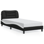 Bed Frame with LED without Mattress "Hvar" Black and White 90x190 cm